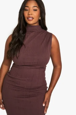 ROBE MIDI SANS MANCHES À COL HAUT POUR GRANDES TAILLES