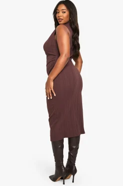 ROBE MIDI SANS MANCHES À COL HAUT POUR GRANDES TAILLES