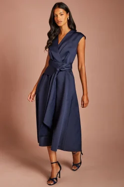 Robe Midi Sans Manches À Col V Avec Détail Cache-cœur Petite Taille