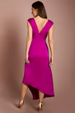 Robe Midi Sans Manches À Dos En V Avec Ourlet Asymétrique