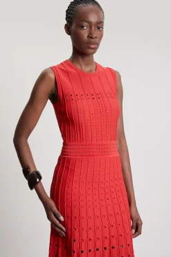 KarenMillen Robe Midi Sans Manches À Détails De Mailles Tricotées<Femme Toutes Les Robes|Robes Mi-Longues