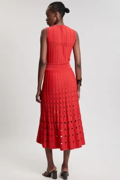 KarenMillen Robe Midi Sans Manches À Détails De Mailles Tricotées<Femme Toutes Les Robes|Robes Mi-Longues