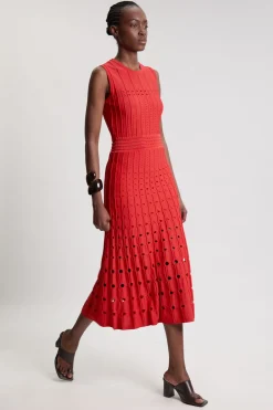 KarenMillen Robe Midi Sans Manches À Détails De Mailles Tricotées<Femme Toutes Les Robes|Robes Mi-Longues