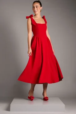 Coast Robe Midi Sans Manches En Crêpe Avec Bretelles À Détail Nœud<Femme Robes Mi-Longues|Robes