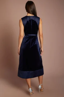 Coast Robe Midi Sans Manches En Velours Et Satin<Femme Robes Mi-Longues|Satin Et Dentelle