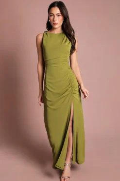 Robe Midi Sans Manches Froncée Avec Détail Boucle