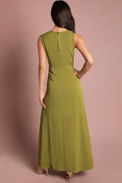 Robe Midi Sans Manches Froncée Avec Détail Boucle