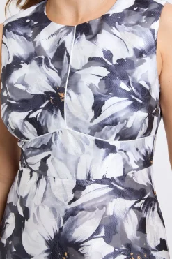 Robe Midi Sans Manches À Motif Floral Dévoré