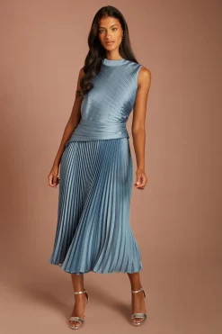 Coast Robe Midi Sans Manches Petite Avec Détails Plissés Au Corsage Et À La Jupe<Femme Robes Mi-Longues|Robes