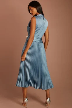 Coast Robe Midi Sans Manches Petite Avec Détails Plissés Au Corsage Et À La Jupe<Femme Robes Mi-Longues|Robes