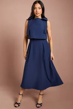 Coast Robe Midi Sans Manches Petite Avec Nœud À L'épaule Et Corsage Superposé<Femme Toutes Les Robes|Robes Mi-Longues