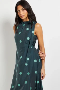 Wallis Robe Midi Sans Manches à Pois avec Encolure Nouée<Femme Toutes Les Robes|Robes Mi-Longues