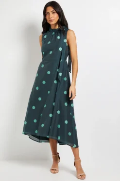 Wallis Robe Midi Sans Manches à Pois avec Encolure Nouée<Femme Toutes Les Robes|Robes Mi-Longues
