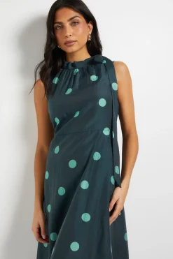 Wallis Robe Midi Sans Manches à Pois avec Encolure Nouée<Femme Toutes Les Robes|Robes Mi-Longues