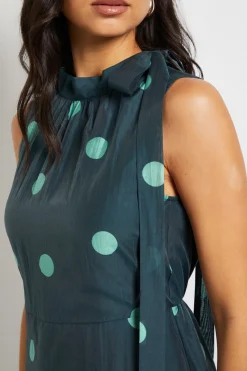 Wallis Robe Midi Sans Manches à Pois avec Encolure Nouée<Femme Toutes Les Robes|Robes Mi-Longues