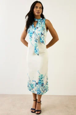 Wallis Robe Midi Satinée À Imprimé Floral Avec Foulard<Femme Robes Mi-Longues|Satin Et Dentelle