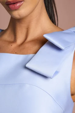 Coast Robe Midi Satinée Lisa Tan À Nœud Sur L'épaule<Femme Robes Mi-Longues|Satin Et Dentelle