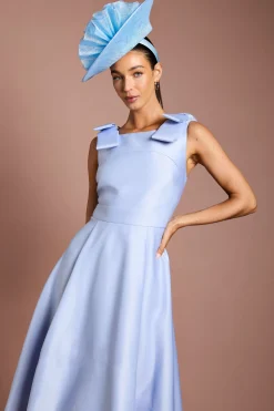 Coast Robe Midi Satinée Lisa Tan À Nœud Sur L'épaule<Femme Robes Mi-Longues|Satin Et Dentelle