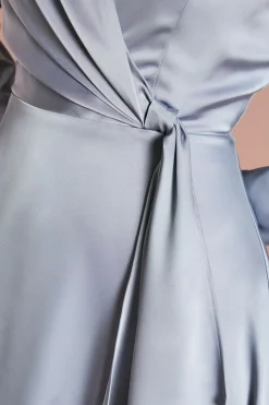 Coast Robe Midi Satinée à Manches Longues avec Drapé Cascade<Femme Robes Mi-Longues|Satin Et Dentelle