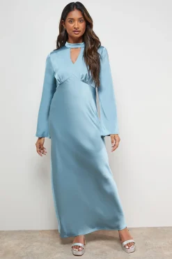 Oasis Robe Midi Satinée à Manches Évasées et Découpe Biais<Femme Robes Mi-Longues|Satin Et Dentelle