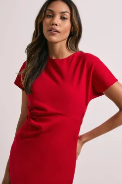 Robe Midi Scuba à Détail Torsadé