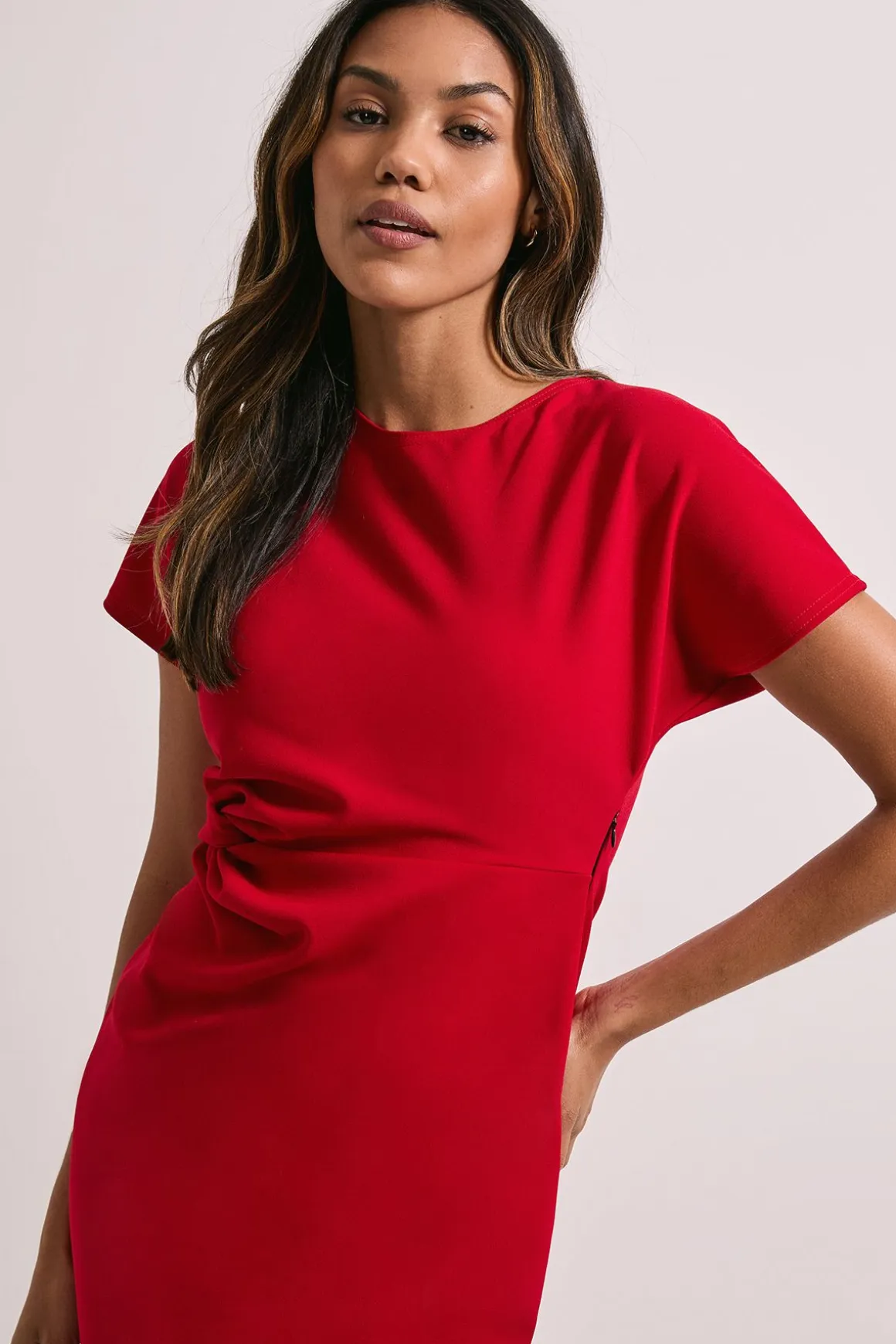 Robe Midi Scuba à Détail Torsadé