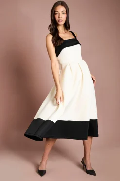 Robe Midi Scuba Imprimée À Bretelles
