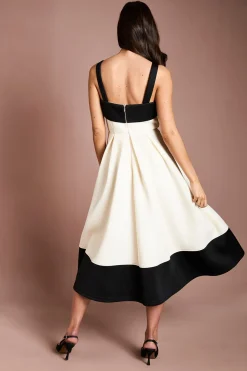 Robe Midi Scuba Imprimée À Bretelles