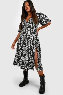 boohoo Robe Midi Smock à Imprimé Mono Plus<Femme Robes Mi-Longues|Robes