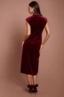 Robe Midi Smoking En Velours Avec Revers En Satin
