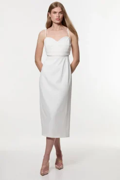 Robe midi soignée et ajustée avec détails de corset