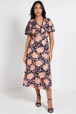 Wallis Robe Midi (s) Petite À Manches Évasées Et Fermeture Éclair<Femme Robes|Robes Mi-Longues