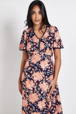 Wallis Robe Midi (s) Petite À Manches Évasées Et Fermeture Éclair<Femme Robes|Robes Mi-Longues