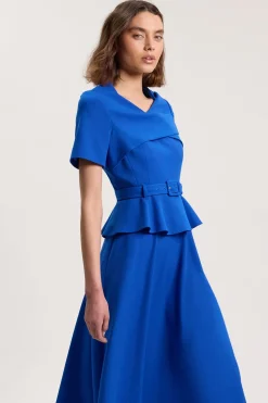 Robe Midi Structurée Cintrée Avec Ceinture