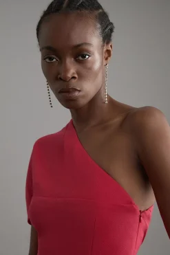 KarenMillen Robe midi structurée en crêpe avec détail cape asymétrique et coupe tailleur<Femme Tailleurs|Robes Mi-Longues