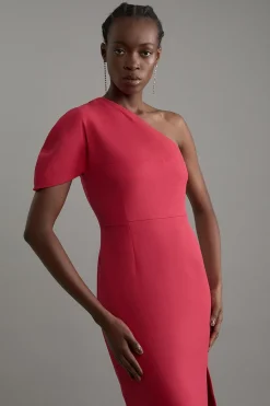 KarenMillen Robe midi structurée en crêpe avec détail cape asymétrique et coupe tailleur<Femme Tailleurs|Robes Mi-Longues