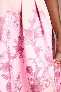 Coast Robe Midi Structurée en Satin à Col V avec Imprimé Placé<Femme Robes Mi-Longues|Satin Et Dentelle