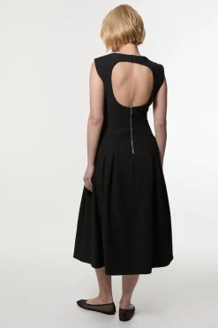 KarenMillen Robe midi structurée en stretch compact avec dos ouvert et jupe évasée<Femme Tailleurs|Toutes Les Robes