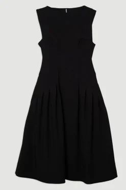 KarenMillen Robe midi structurée en stretch compact avec dos ouvert et jupe évasée<Femme Tailleurs|Toutes Les Robes