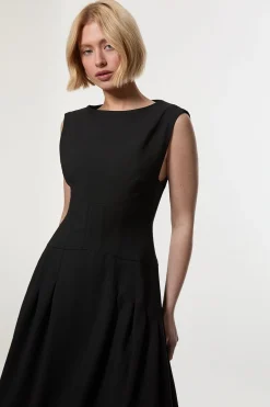 KarenMillen Robe midi structurée en stretch compact avec dos ouvert et jupe évasée<Femme Tailleurs|Toutes Les Robes