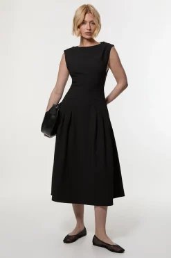 KarenMillen Robe midi structurée en stretch compact avec dos ouvert et jupe évasée<Femme Tailleurs|Toutes Les Robes