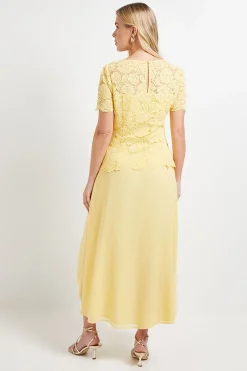 Robe Midi à Superposition de Dentelle Petite Taille