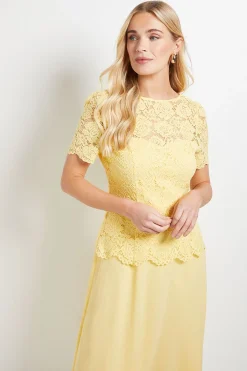 Robe Midi à Superposition de Dentelle Petite Taille