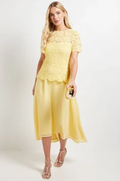 Robe Midi à Superposition de Dentelle Petite Taille