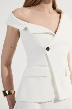 Robe midi sur mesure Petite Clean à col asymétrique, ceinture cintrée et jupe ample