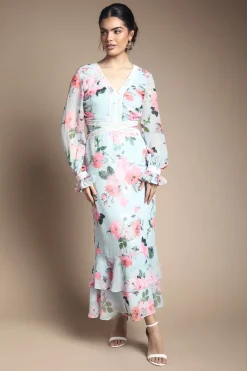 Oasis Robe Midi Étagée À Coupe Biais<Femme Robes Mi-Longues|Robes À Manches Longues
