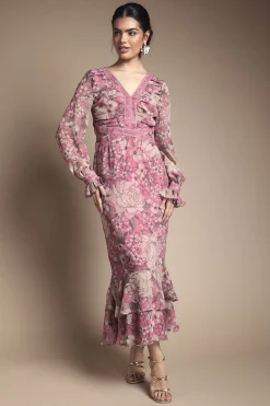 Robe Midi Étagée À Coupe Biais