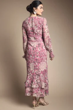 Robe Midi Étagée À Coupe Biais