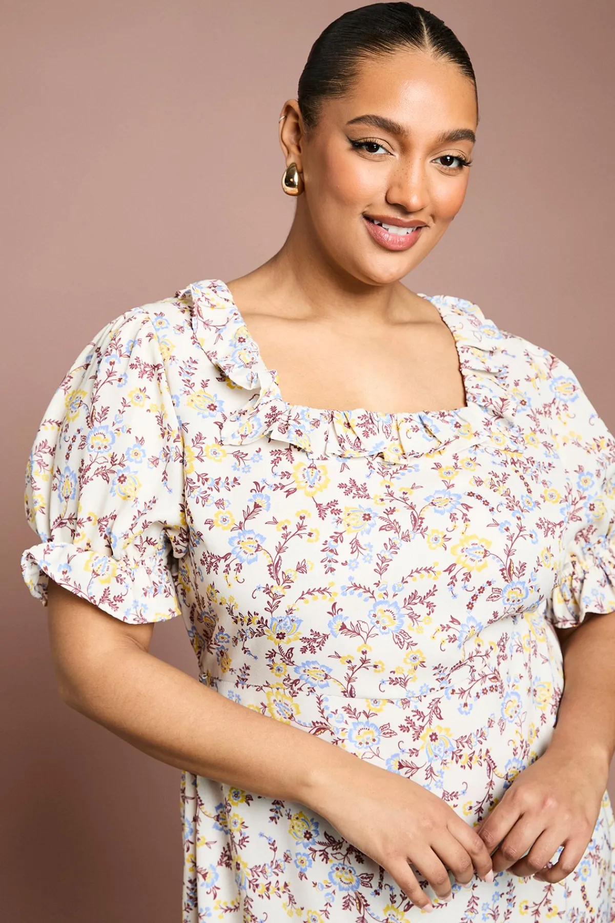 Dorothy Perkins Robe Midi Étagée À Encolure Carrée À Volants Et Manches À Froufrous Curve<Femme Robes|Robes Mi-Longues