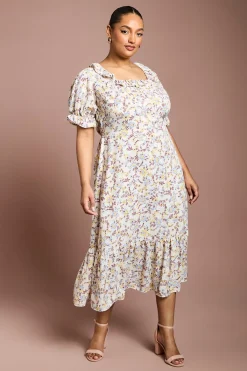 Dorothy Perkins Robe Midi Étagée À Encolure Carrée À Volants Et Manches À Froufrous Curve<Femme Robes|Robes Mi-Longues